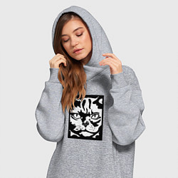 Женское худи-платье Cat Obey - Кот Подчиняйся, цвет: меланж — фото 2