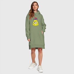 Женское худи-платье НЛО похищает смешную корову, цвет: авокадо — фото 2