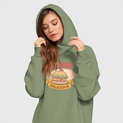 Женское худи-платье Delicious Burger, цвет: авокадо — фото 2