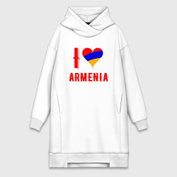 Женское худи-платье I Love Armenia, цвет: белый
