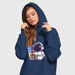 Женское худи-платье Астронавт и сок, цвет: тёмно-синий — фото 2