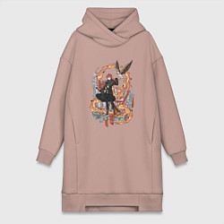 Женское худи-платье Дилюк в деле, цвет: пыльно-розовый