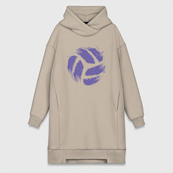 Женское худи-платье Мяч - Волейбол, цвет: миндальный