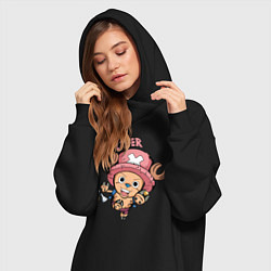 Женское худи-платье Тони Тони Чоппер One Piece, цвет: черный — фото 2