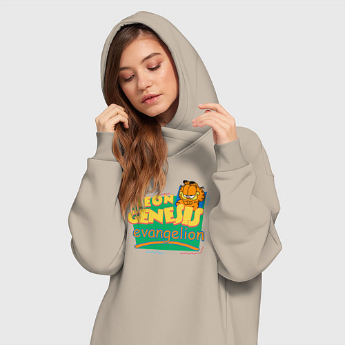 Женская толстовка-платье GARFIELD GENESIS EVANGELION / Миндальный – фото 3