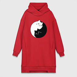 Женская толстовка-платье Инь Ян Котики