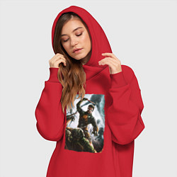 Женское худи-платье Doomguy VS Freeman, цвет: красный — фото 2