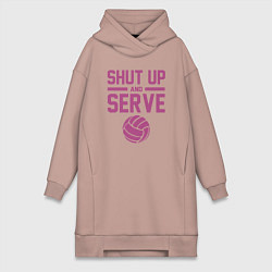 Женское худи-платье Shut Up And Serve, цвет: пыльно-розовый