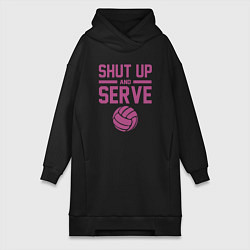 Женское худи-платье Shut Up And Serve, цвет: черный