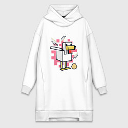 Женское худи-платье Курица Chicken Майнкрафт, цвет: белый