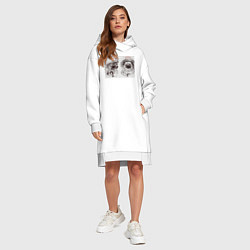 Женское худи-платье Собаки - космонавты, цвет: белый — фото 2