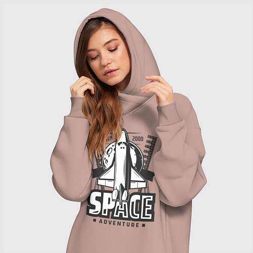 Женская толстовка-платье Космический корабль / Пыльно-розовый – фото 3