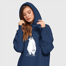 Женское худи-платье Курьер - Медведь, цвет: тёмно-синий — фото 2