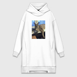 Женское худи-платье Big Floppa, цвет: белый