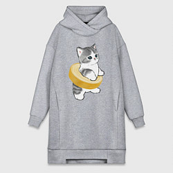 Женская толстовка-платье Котёнок в бублике