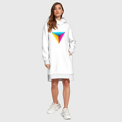 Женское худи-платье Неоновые треугольники, цвет: белый — фото 2