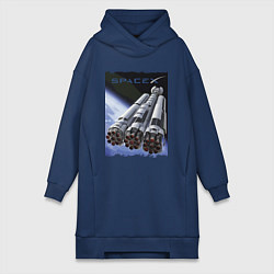 Женское худи-платье Экспедиция в космос, цвет: тёмно-синий