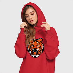 Женское худи-платье Злобный тигр, цвет: красный — фото 2