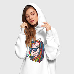 Женское худи-платье Единорог - хиппи, цвет: белый — фото 2