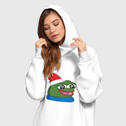 Женское худи-платье Pepe, pepe happy, Пепе хеппи, pepe happy new year, цвет: белый — фото 2