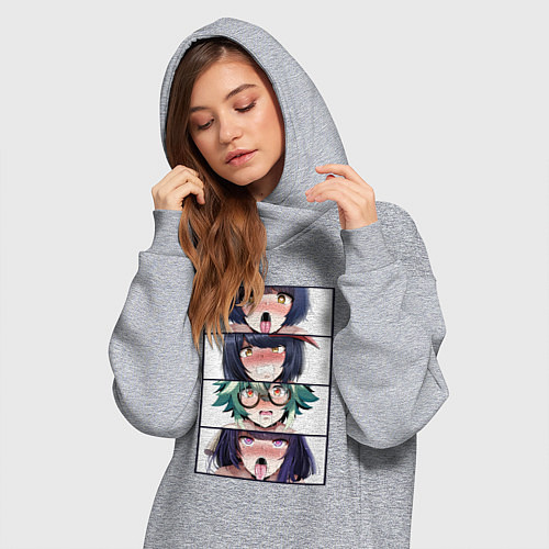 Женская толстовка-платье Genshin Impact Ahegao face / Меланж – фото 3