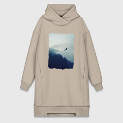 Женское худи-платье ОРЁЛ НАД ЛЕСОМ EAGLE, цвет: миндальный