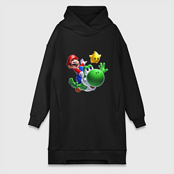 Женское худи-платье Mario&Yoshi, цвет: черный
