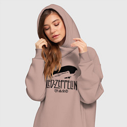 Женское худи-платье Дирижабль Led Zeppelin с лого участников, цвет: пыльно-розовый — фото 2
