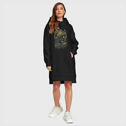 Женское худи-платье Сталкер в химзащите, цвет: черный — фото 2