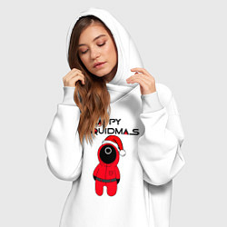 Женское худи-платье HAPPY SQUIDMAS, цвет: белый — фото 2