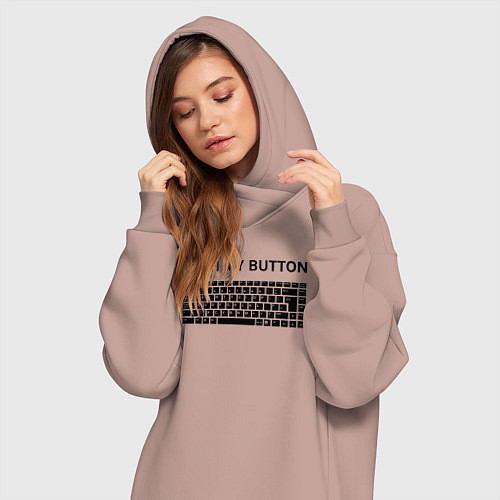 Женская толстовка-платье PUSH MY BUTTON НАЖМИ НА КНОПКУ / Пыльно-розовый – фото 3