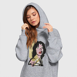 Женское худи-платье Andy Warhol - Mick Jagger pop art, цвет: меланж — фото 2