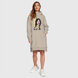 Женское худи-платье Andy Warhol - Mick Jagger pop art, цвет: миндальный — фото 2