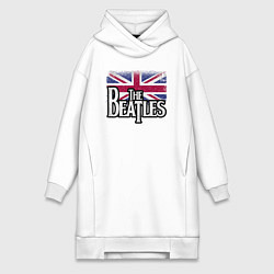 Женское худи-платье The Beatles Great Britain Битлз, цвет: белый