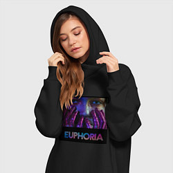 Женское худи-платье Сериал Euphoria - Зендея, цвет: черный — фото 2