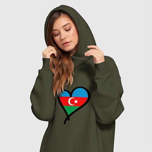 Женская толстовка-платье Azerbaijan Heart / Хаки – фото 3