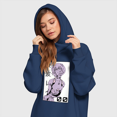 Женская толстовка-платье Neon Genesis Evangelion Рей 09 / Тёмно-синий – фото 3