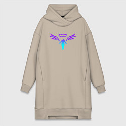 Женское худи-платье WALHALLA TEAM NEON LOGO ТОКИЙСКИЕ МСТИТЕЛИ, цвет: миндальный