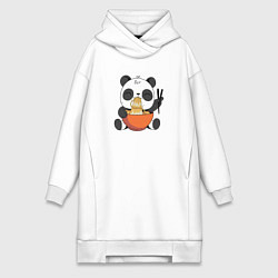 Женское худи-платье Cute Panda Eating Ramen, цвет: белый