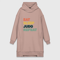 Женское худи-платье Eat Sleep Judo, цвет: пыльно-розовый