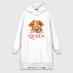 Женское худи-платье Queen, логотип, цвет: белый