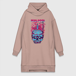 Женское худи-платье Череп с бассейном, цвет: пыльно-розовый