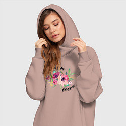 Женское худи-платье Приветствие весны, цвет: пыльно-розовый — фото 2