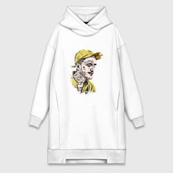 Женское худи-платье Lil Peep в кепке Лил Пип, цвет: белый