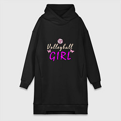 Женское худи-платье Volleyball - Girl, цвет: черный