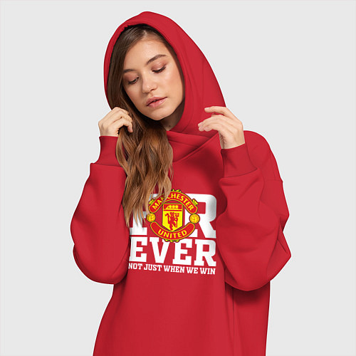 Женская толстовка-платье Manchester United FOREVER NOT JUST WHEN WE WIN / Красный – фото 3