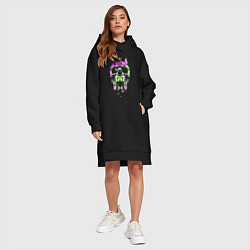 Женское худи-платье Skull & Butterfly Neon, цвет: черный — фото 2