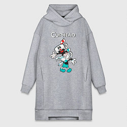 Женское худи-платье Cuphead веселые чашечки, цвет: меланж