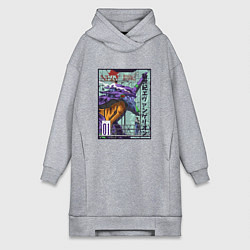 Женское худи-платье Евангелион eva 01 робот, цвет: меланж