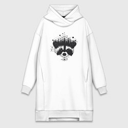 Женское худи-платье Енотик и Деревья, цвет: белый